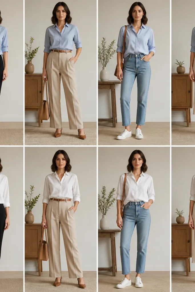 Button Up Shirt Outfit Transformation Ideas Before & After