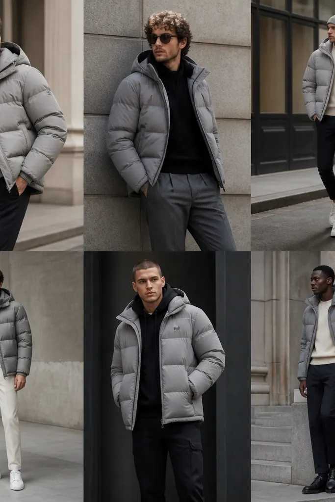 Grey Puffer Jacket Outfit Ideas