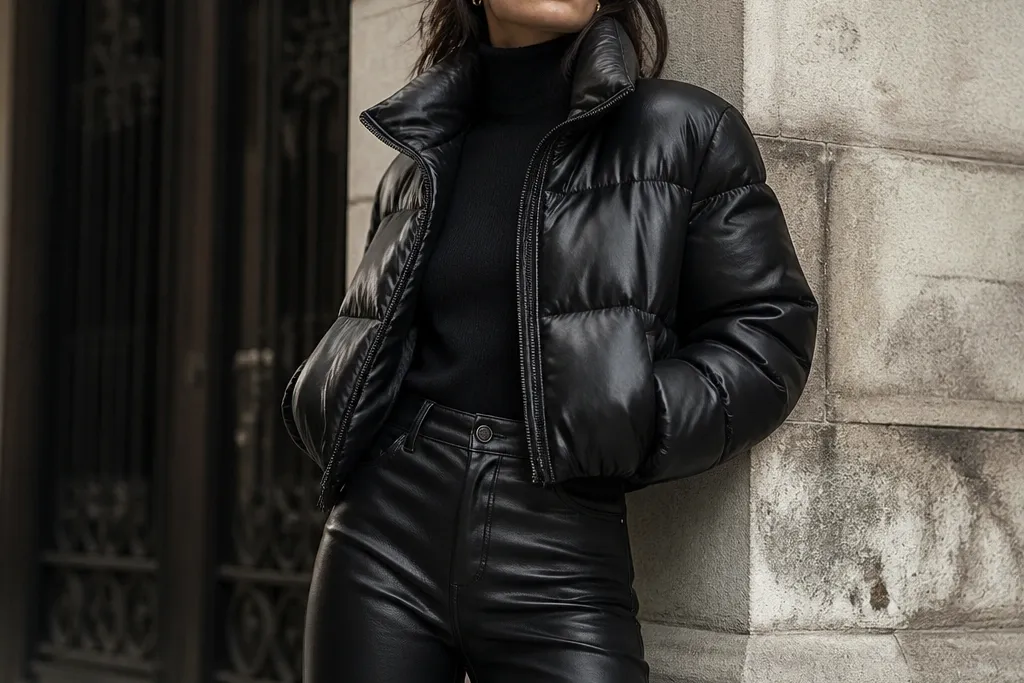 Leather Puffer Jacket Outfits for a Bold Look
